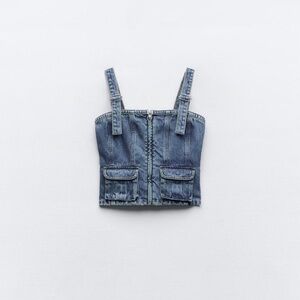 Zara TRF Denim Top SZ L NWT